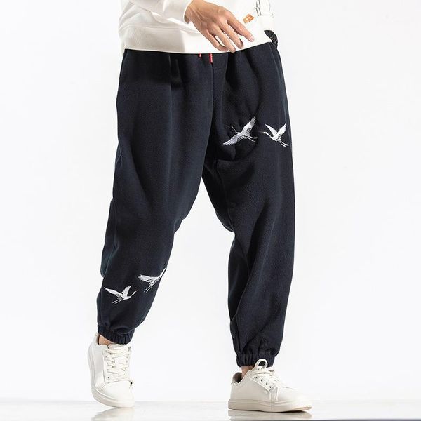

men's pants chinese-style autumn and winter polar fleece casual ankle banded men's large size harem athletic japanese-style flyi1, Black