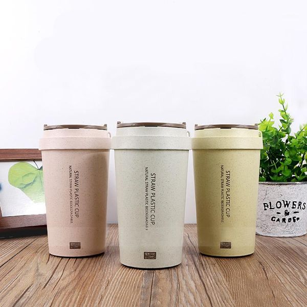 

mugs pastoral wheat fiber hand milk cups cola coffee cup student sport with cover accessible thermo lid drinking water1