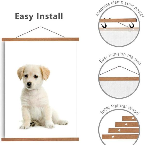 

magnetic poster hanger frame wood wooden teak magnet hanging kit for p pictures wall art map canvas print artwork ho sqczka