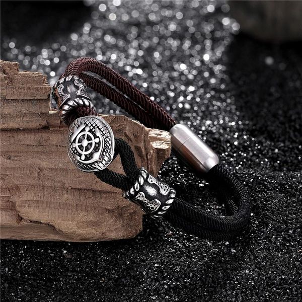 

mkendn якорь руль мужской цветной смесительный узел веревка кожа из нержавеющей стали магнит пряжка во флоте стиль ювелирных изделий pulsera