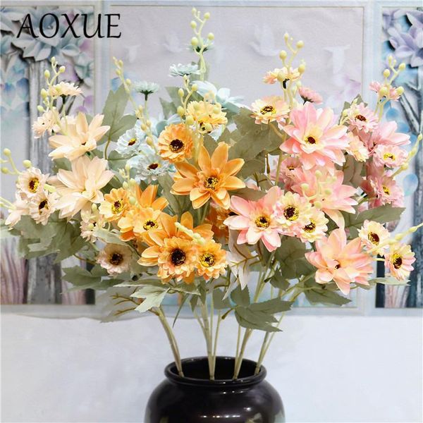 

single 5 branches 89cm dahlia artificial simulation silk flower nordic wedding dahlia decoration home living room fake flowers