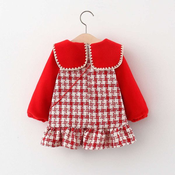

autumn baby fashion and winter children's drs girl plaid princs skirt plush c2e3uqhs, Red;yellow