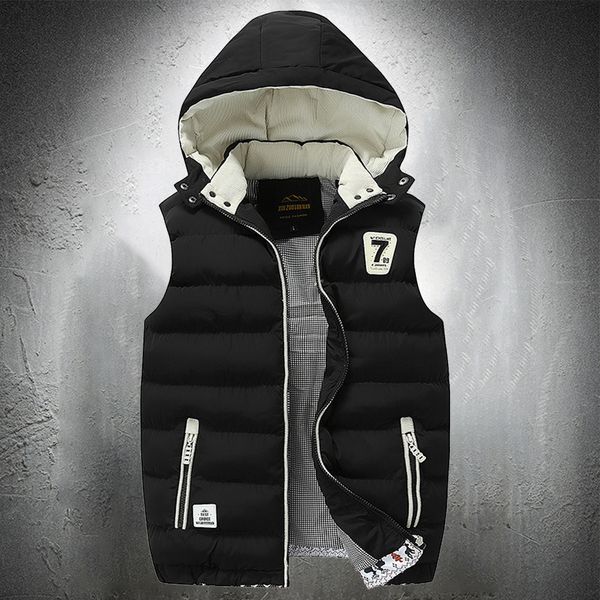 

2021 new men's sleeveless down puffer jacket waistcoat thicken cotton padded coat men hooded vest plus size 5xl 4oah, Black;white