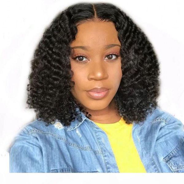 

mongolian human hair full lace wigs curly lace front wig virgin hair bob wig for women 130% density, Black;brown