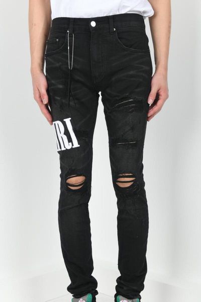 

men embroidery stretchy skinny distressed jeans black and lt indigo, Blue