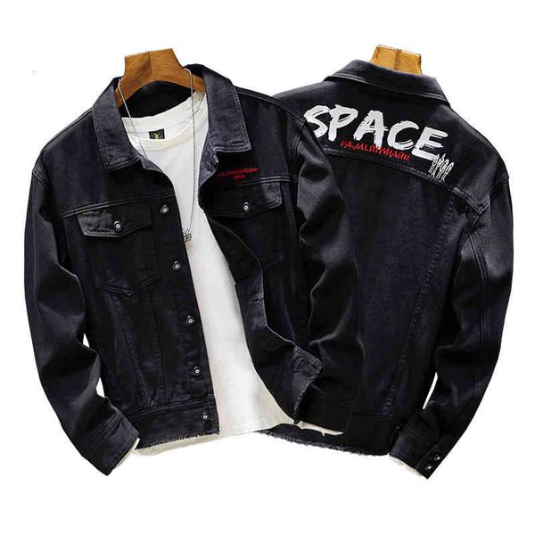 

men's jackets denim 2021 spring solid color trend jeans, Black;brown