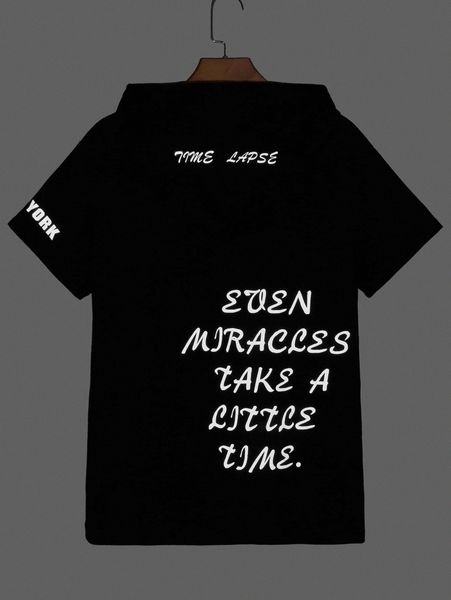 

men reflective slogan graphic drawstring hooded tee z0yt#, White;black