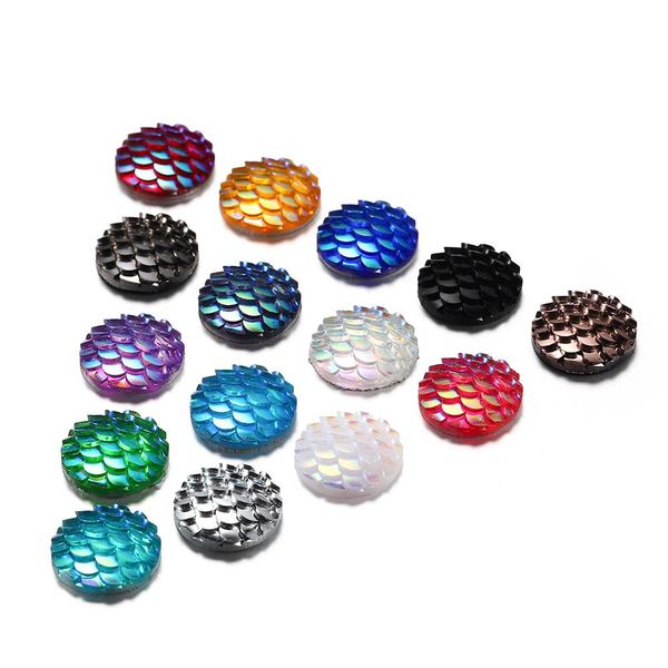 

50шт 12мм смолы плоской задней кабошоны mermaid рыбья чешуя форма кабошон для diy изготовление ювелирных изделий нахождение supplies подвеск