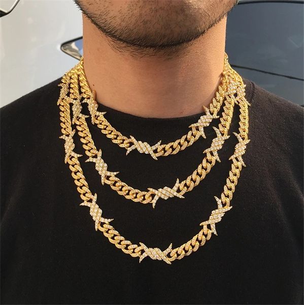 

10mm 20/22/24inch gold silver color ice out cz stone link chain necklace hip hop rapper street jewelry for men gift