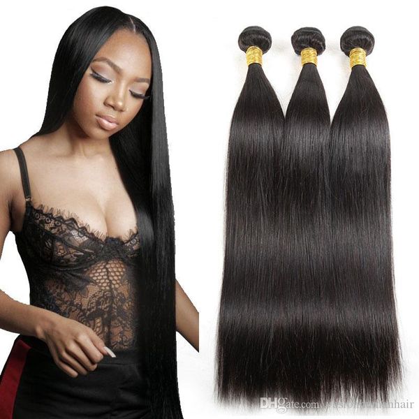 

brazilian straight bundles 1 pc lot hair extensions natural black malaysian indian peruvian kinky straight weave raw virgin hair