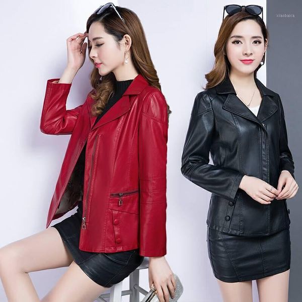 

women leather jacket 2019 autumn and winter mother clothing new coat women's self-cultivation leather coat middle-aged mothe1, Black