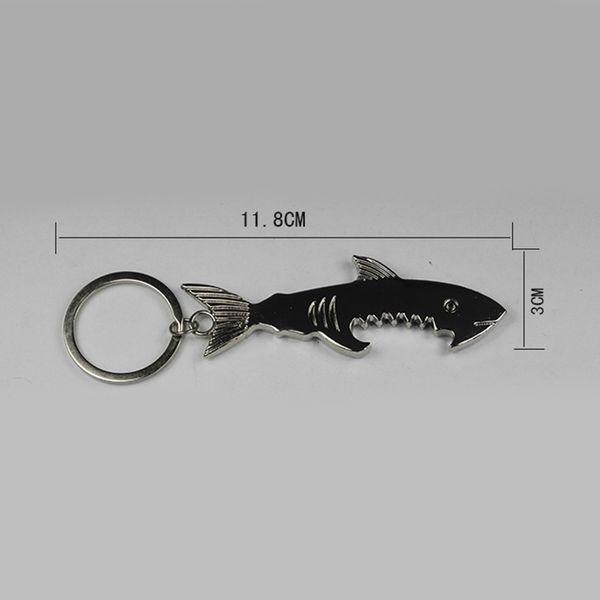

alloy new shark keychain shaped zinc beer bottle opener women men key ring unique creative gift, Silver