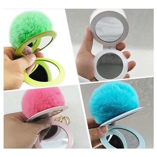 

cute puff ball there mirror keychains keychains kids women rings android keychains car bag santa claus key chain gift ciylv, Silver