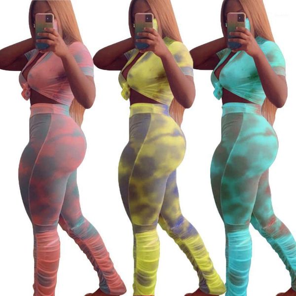 

88ny006 autumn winter women casual bandage navel tie-dyed flare pleated three piece set tracksuit sweatsuit outfits, Gray