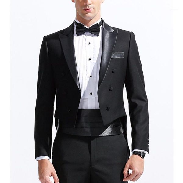 

black wedding man tail coat 2 piece double breasted male fashion suits with peaked lapel custom jacket pants 20201, White;black
