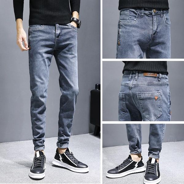 

men's jeans four seasons fashion casual straight loose retro nostalgic denim trousers youth stretch classic slim-leg pants, Blue