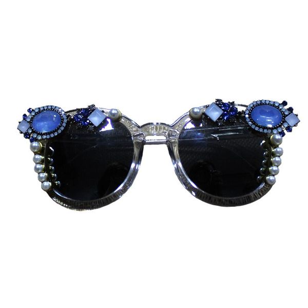 

sunglasses 2021 oversize cat eye women brand designer luxury crystal decoration sun glasses for ladies, White;black