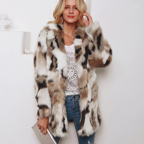 

solid outerwear faux fur coat cardigan fashion loose turn down winter coat women plush warm teddy fur jacket manteau femme1, Black