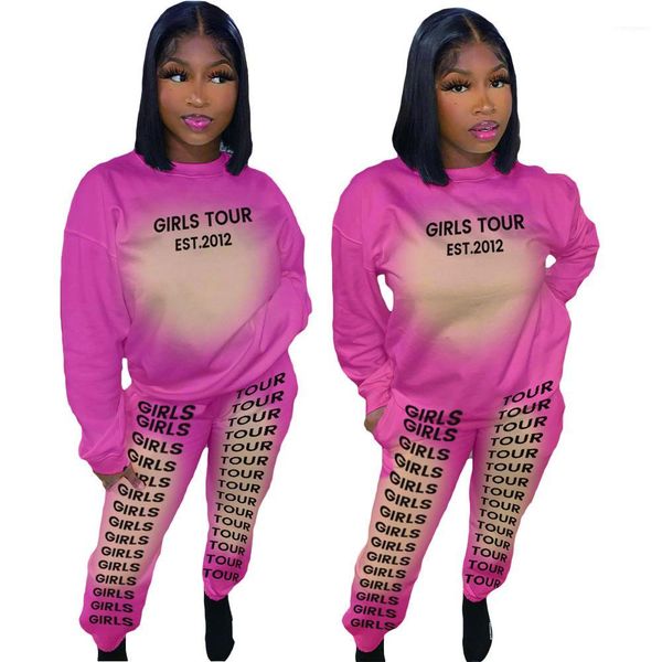 

fashion casual designer tracksuits womens 2pcs clothing sets long sleeve letter print women two piece pants, White