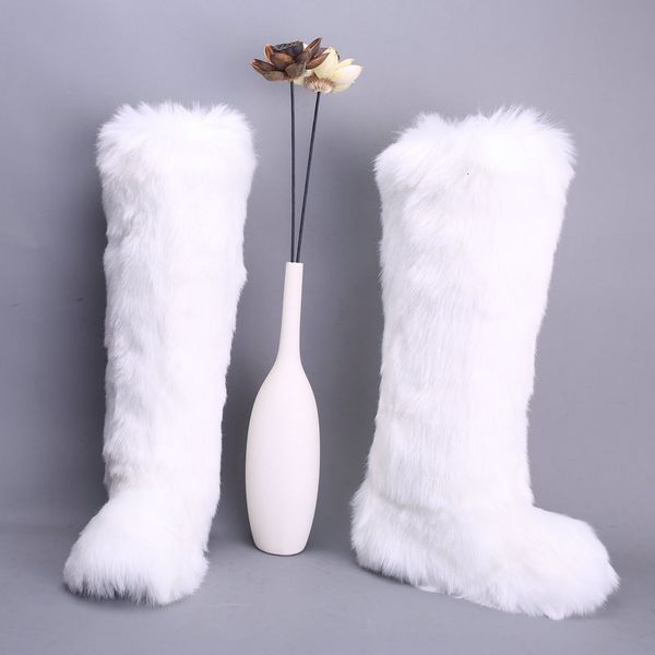 

knee boots women womens winter shoes shoes fashion soft faux fox fur fashionable winter knee high xdx-3, Black