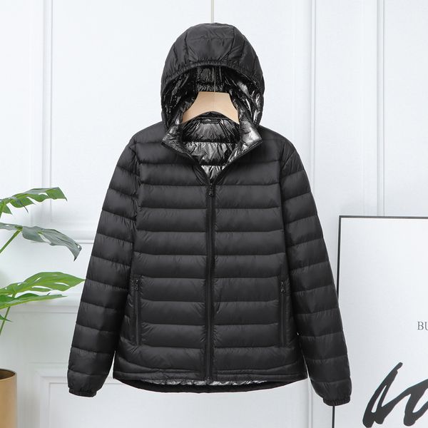 

2021 new man jackets ultra light down jacket men with hooded feather lightweight parka hat detachable windproof warm coats abiw, Black