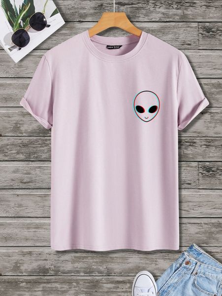 

men alien print crew neck tee z2tu#, White;black