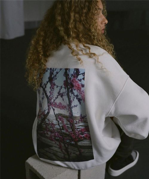 

quality 19 new fear of god essentials floral high street hoodie printed letter casual breathable street skateboard sweater 2 colors, Black