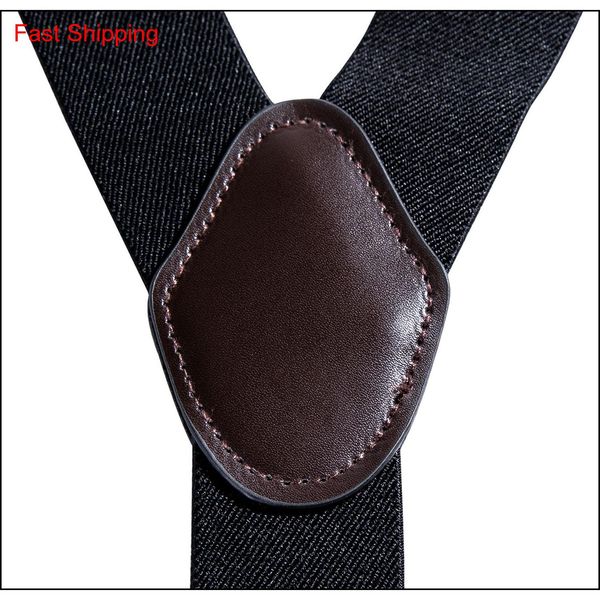 

hi-tie 3.5*125cm fashion suspenders genuine leather 6 clips brace male vintage casual wedding party trousers st qylwqw nana_shop, Silver