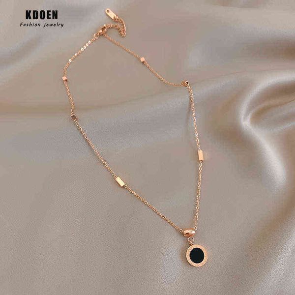 

pendant necklaes strands classic steel roman numeral black and white disc necklace fashion korean jewelry unusual womans clavicle chain 2201, Silver