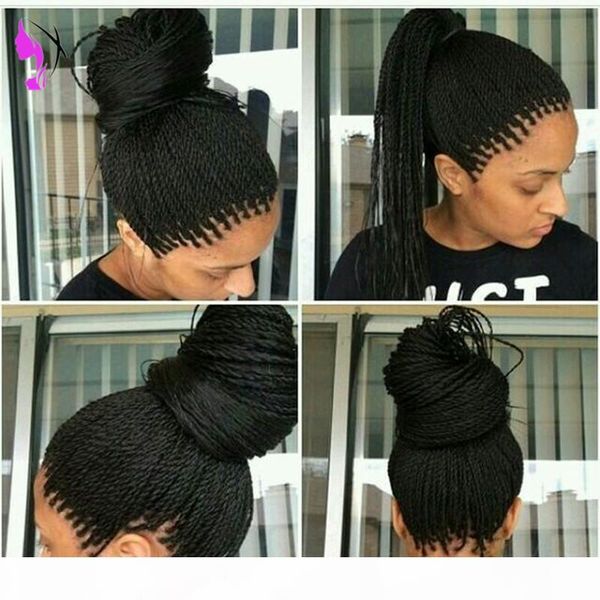 

handmade braided full lace front wig black brown burgundy ombre senegalese twist wig micro lace frontal braids wig with baby hair