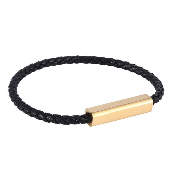 

charm bracelets bracelet black braided leather men women magnetic clasp male bangles gift jewelry bb0610, Golden;silver