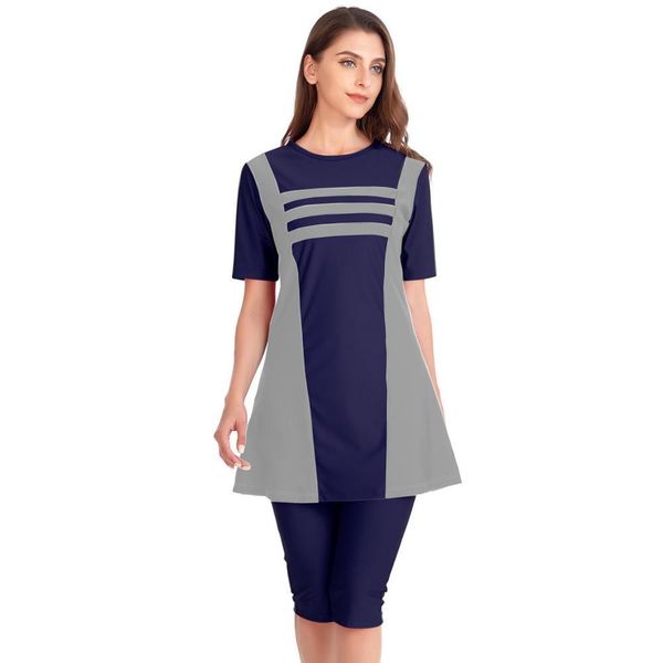 

2021 new plus female size modest hijab swimsuit swim sport ladies'short sleeve swimsuits with swimming hat y23v, Red