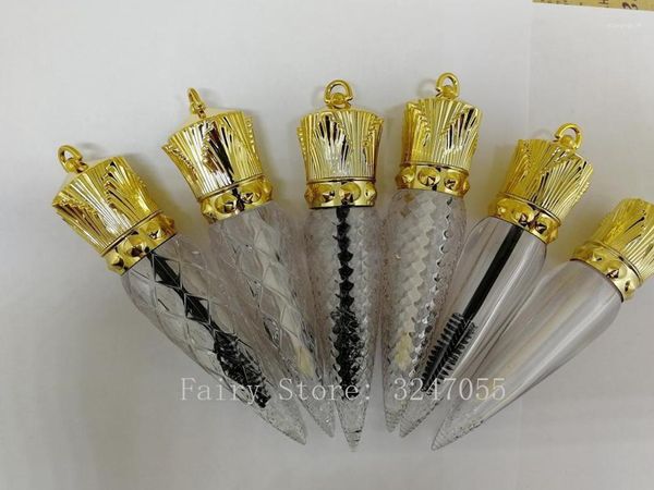 

5ml 5/10pcs carrot shaped lipgloss tube,cosmetic wand mascara tube with gold lid,plastic gold crown clear liquid lipstick bottle1