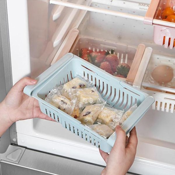 

adjustable kitchen organizer kitchen refrigerator storage rack fridge er shelf holder pull-out drawer organiser spa bbylht