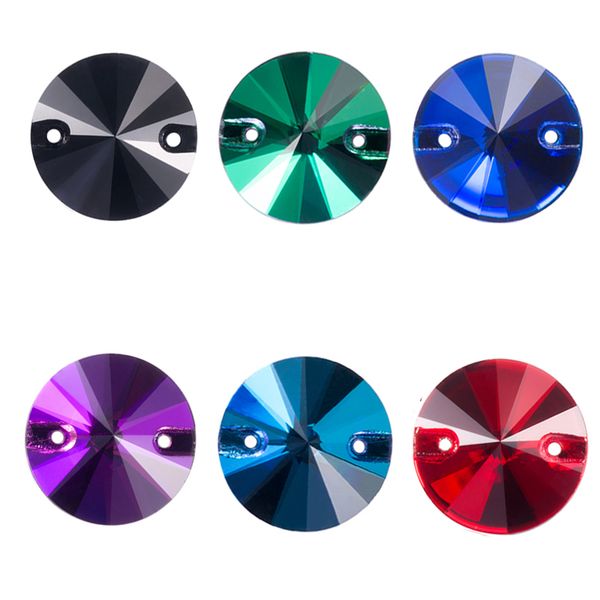 

qiao aaaaa colorful 8-16mm rivoli round shape crystal glass sew-on rhinestone for bags garment shoes wedding dress decoration