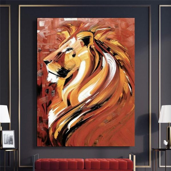 

canvas painting animal lion posters wall art painted prints print pictures for wall poster home living room decor tableau mural