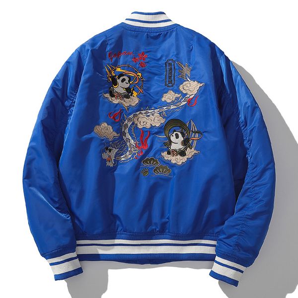 

shenlong luxo panda embroidered men's autumn and winter harajuku from cartoons add thick casual baseball loose jackets 7pr6, Black;brown