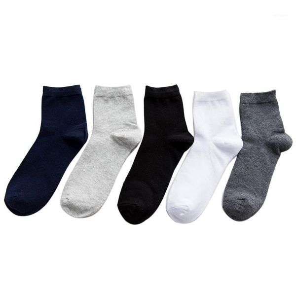 

men solid color casual male cotton thin crew socks1, Black