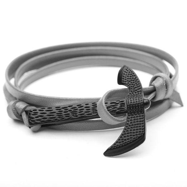 

hight quality black viking axe bracelets men charm leather chain paracord bracelet male wrap metal sport hatchet anch qylnik