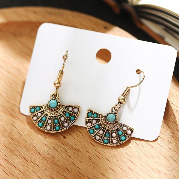 

dangle & chandelier ethnic vintage earrings for women fashion simple geometric semicircular fan shape bead, Silver