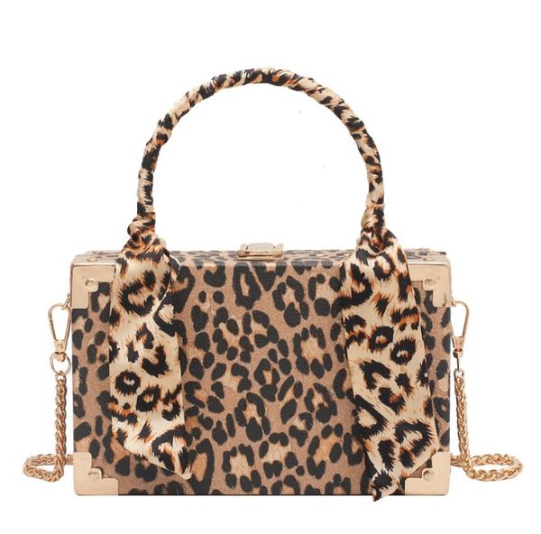 

women shoulder bag square box design handbag designer leopards pattern hand bags female clutch purse
