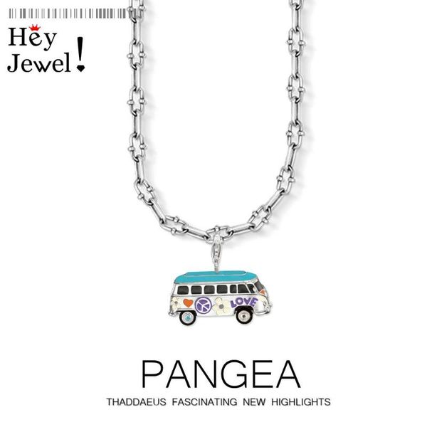

chains peace bus charm necklace,2021 summer brand fashion jewelry europe 925 sterling silver bijoux vintage gift for women men