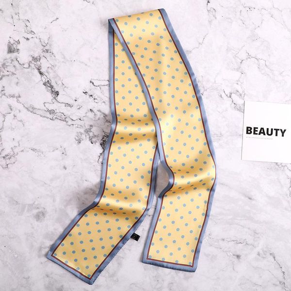 

10010 см новый дизайн skinny scarf dot leopard print женщины шелковый шарф маленькая ручка сумка ленты женские головные шарфы обертывает для, Blue;gray