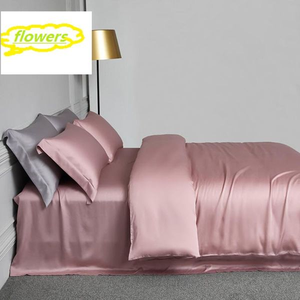 

SRF Pink 100% Silk Bedding Set Beauty Skin For You  King Quilt Cover Bed Sheet Fitted Sheet Pillowcase Home Bed Sets