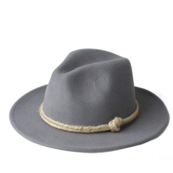 

brand summer vtg men's women's chapeu feminino sun hat for gentleman woolen wide brim jazz church cap panama fedora sunhat, Blue;gray
