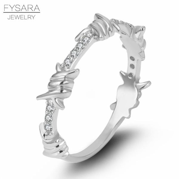 

fysara австрийские кристаллы асфальтированные плетеные кольца пара midi love ring twist thorns x cross finger кольцо ювелирных изделий для ж, Silver