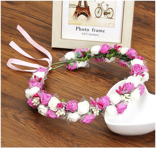 

haimeikang 2021 spring romantic bridal wedding wreath headwear foam flower crown headband hairband for women hair acc jlliwu