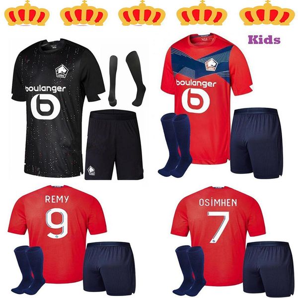

020 2021 losc lille soccer jerseys fonte bamba yazici j david football shirt 20 21 lille olympique jikone 10 +socks child kit, Black;yellow