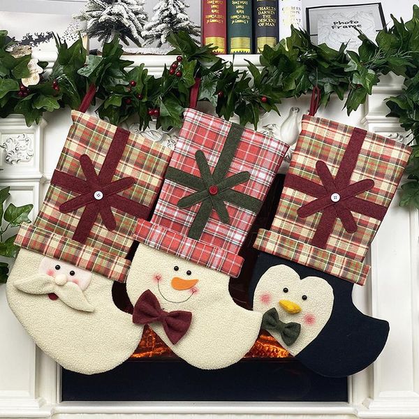 

christmas decorations 1pc stocking sack xmas gift bag tree ornaments 2021 for home party novelty socks