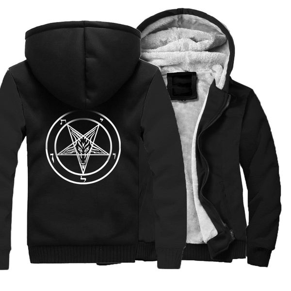 

pentagram gothic occult satan new arrival mens hoodies 2019 winter thicken hoodies stylish harajuku homme brand clothings, Black